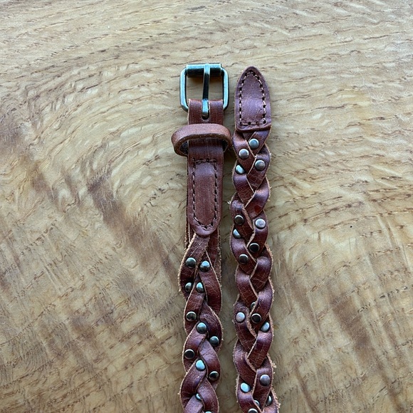 SAM Brown Accessories - Sam Brown genuine leather silver toned studded belt
